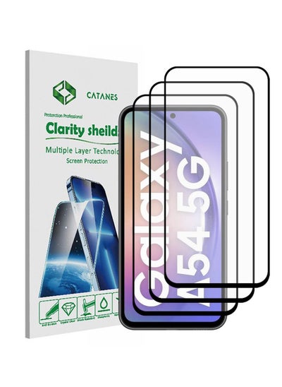 اشتري 3 Pack Screen Protector for Samsung Galaxy A54 5G Full Coverage Screen Glass 9H Hardness Anti Fingerprint Scratch في الامارات