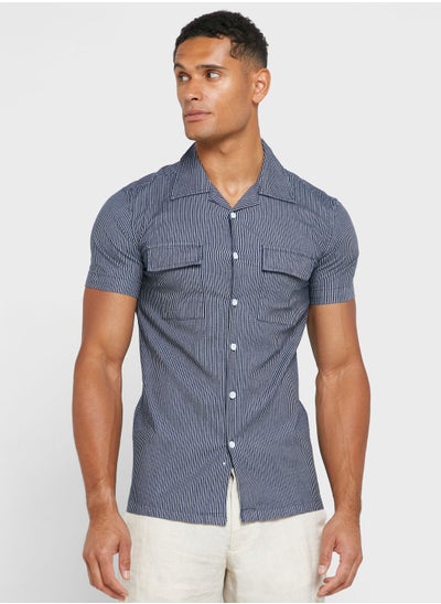 اشتري Short Sleeve Denim Stripe Shirt في الامارات