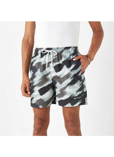 Buy Kappa All-Over Tropical Print Swim Shorts with Pockets and Drawstring Closure in UAE