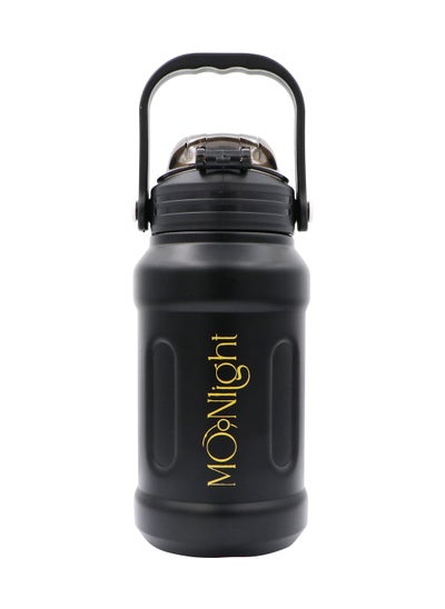 Buy Moonlight Stainless Steel Water Bottle Insulated Metal Thermo With Straw Lid, Wide Mouth Hot & Cold Sport BPA Free Leak Proof, Suitable For Outdoor Activities Black in UAE