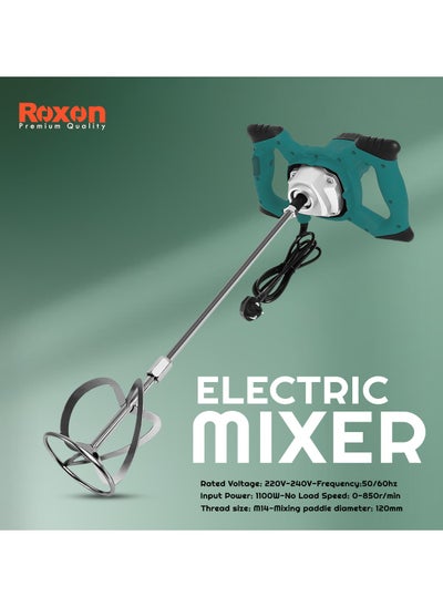 Buy Electric Handheld Mixer 1100W 850rpm 220/240V Drill with  120m Paddle Rod Paint Mixing Cement Mixer ROXON EM1100 in Saudi Arabia