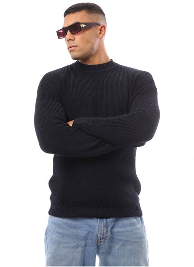 Buy Acrylic Slip On Navy Blue Knitted Pullover in Egypt