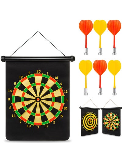 Buy 17'' Magnetic Darts Board Game 2-Sided with 6Pcs Safety Darts for Kids and Adult in Egypt