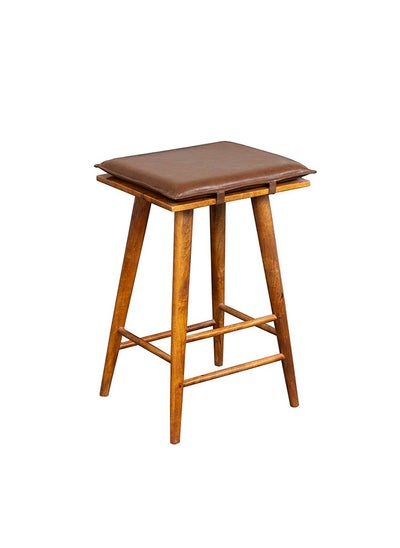 Buy Masaya Solid Wood Bar Counter Stool Kitchen Dining Bar Stool With Footrest Modern Design High Chair Furniture For Dining Room Kitchen Bar L 43.18x40.64x71.12 cm  Brown / Walnut in UAE