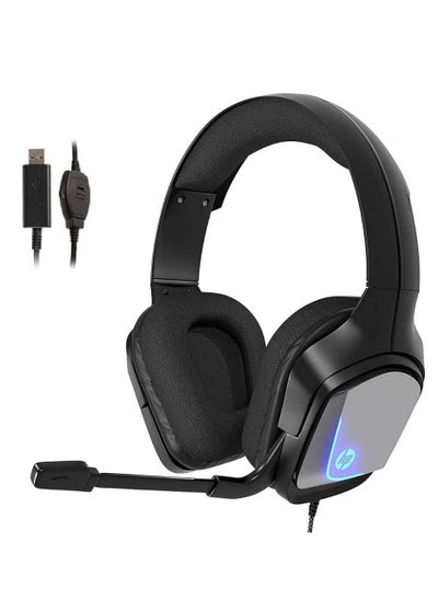 Buy H220GS Gaming Headset , USB Virtual 7.1 surround sound Over-Ear Headphone , Blue LED Backlit  with Microphone For PC and Laptop | Black in Egypt