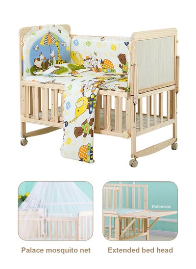 Buy Multifunctional Rocking Bed For Baby, Solid Wood Toddlers Bed, Wood Bed With Double Decker, Baby Swing Cots in Saudi Arabia