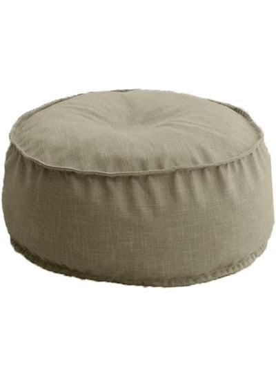 Buy Linen Round Ottomans Floor Cushion Beige in Saudi Arabia