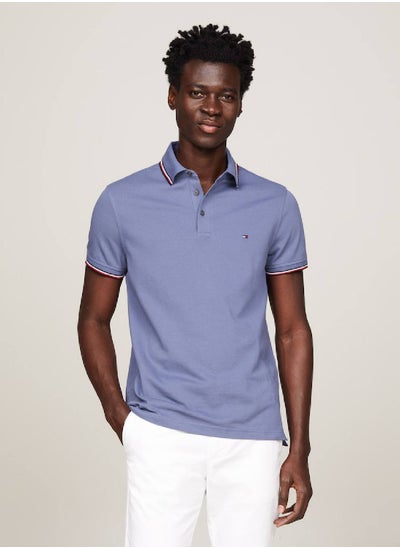 Buy Men's 1985 Collection Tipped Slim Fit Polo -  Stretch organic cotton pique, Blue in Saudi Arabia