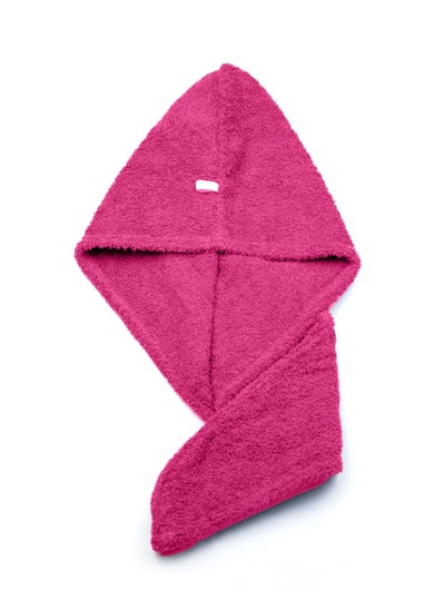 Buy 100% Cotton Terry Hair Towel Wrap, Fuchsia in UAE