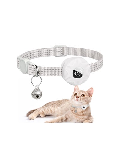 Buy AirTag Cat Collar, Reflective Kitten Collar Breakaway Air Tag with Holder and Bell, Lightweight Collars for Girl Boy Cats Kittens Puppies (White) in UAE