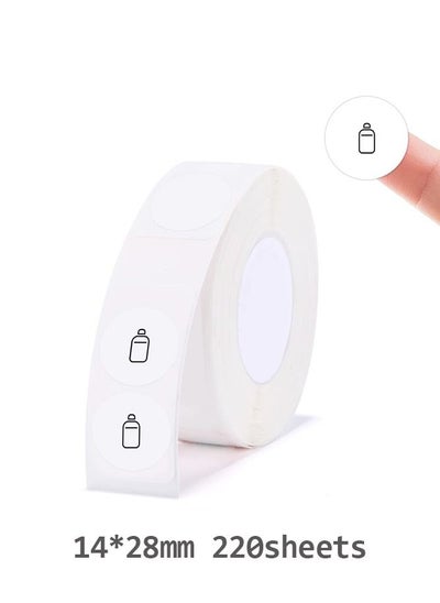 Buy D11/D110/D101 Waterproof Round Thermal Label Paper for Barcode Printing 14*28mm White in UAE