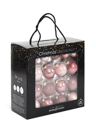 Buy 34-Piece Xmas Ball Set, Rose & Clear in UAE