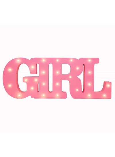 Buy GIRL Sign with LED Lights Wooden Pink for Baby Shower 50x21cm in UAE