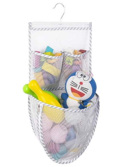 اشتري ALYER Hanging Bath Toy Organizer,Bottom Zippered Nursery Toy Storage Mesh Bag with Sturdy Hanger (Stripe) في الامارات