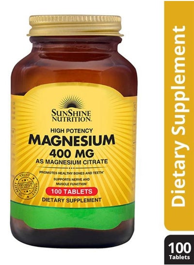 Buy High Potency Magnesium 400Mg Infused With Magnesium Citrate Dietary Supplement Promotes Healthy Teeth And Bones Supports Nerve And Muscle Function 100 Tablets in UAE