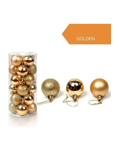 Buy 24-Piece Christmas Tree Decoration Balls Set Gold 8.5x5.7x11.4cm in Egypt