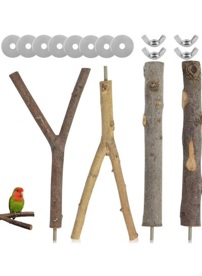 Buy 4 Pack Natural Wood Bird Perch Stand Y Shape Stand Wooden Branches Birdcage Stands Bird Perch Nature Wood Toys Small Medium Birds cage accessory for Parrotlets Budgies Cockatiels Parakeets Lovebirds. in Saudi Arabia