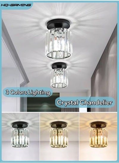 Buy Mini Crystal Pendant Light, Crystal Light Fixtures, Small Modern Chandeliers Ceiling Lamps, Semi Flush Mount Crystal Ceiling Light Fixture for Bedroom, Bathroom, Hallway, Kitchen (E27 Bulb Included) in Saudi Arabia