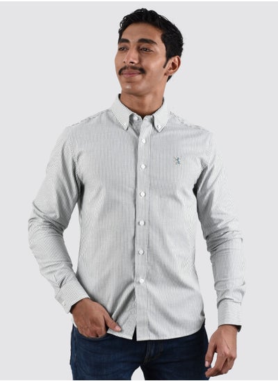 اشتري Men's Lion Oxford Shirt - Green White Stripe في السعودية