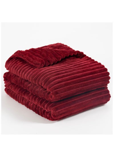 Buy Striped Flannel Fleece Blanket Plush Throw Blanket Super Soft Single Size (160x220cm) for Bed and Sofas, Luxurious Warm and Comfortable in UAE