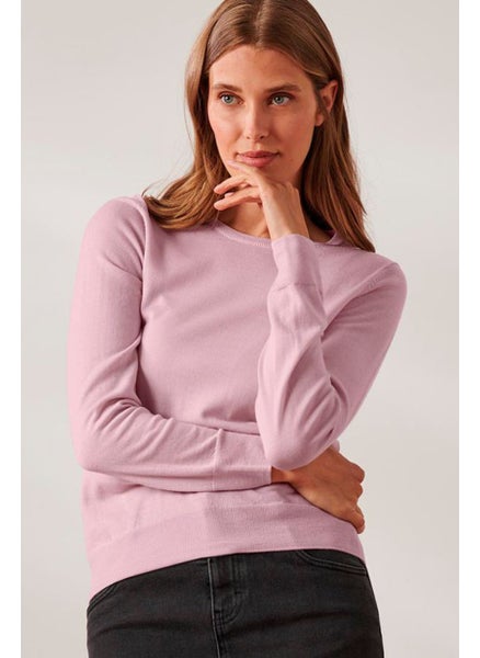 Buy Women Knitted Long Sleeves Sweatshirt, Purple in UAE