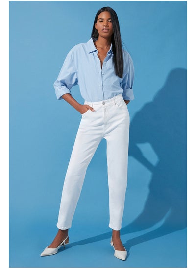 Buy White More Sustainable High Waist Mom Jeans TWOSS24JE00122 in Egypt