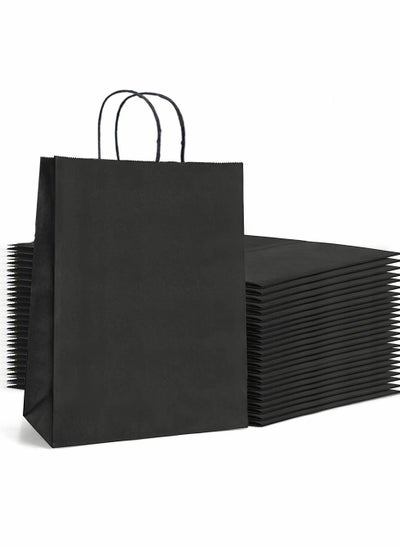 Buy 25-Piece Paper Gift Bag for Food & Sweets,Black 15x8x21cm in UAE