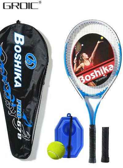 Buy Tennis Rackets with Tennis Trainer Set, Recreational Adult Tennis Rackets Beginner Tennis Racket with 1 Tennis Trainer String Balls Elastic and a Portable Mesh Bag in UAE