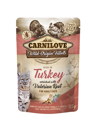 Buy Carnilove, Turkey Enriched With Valerian Root For Adult Cats - 24pcs x 85g in UAE