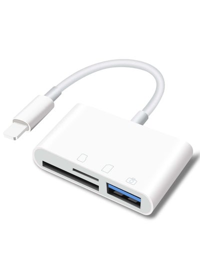 اشتري قارئ بطاقة SD لجهاز iPhone iPad، محول كاميرا USB محمول 3 في 1 محول USB أنثى OTG متوافق مع بطاقة SD/TF، ​​قارئ بطاقة الذاكرة محول USB محمول لجهاز iPhone iPad في الامارات