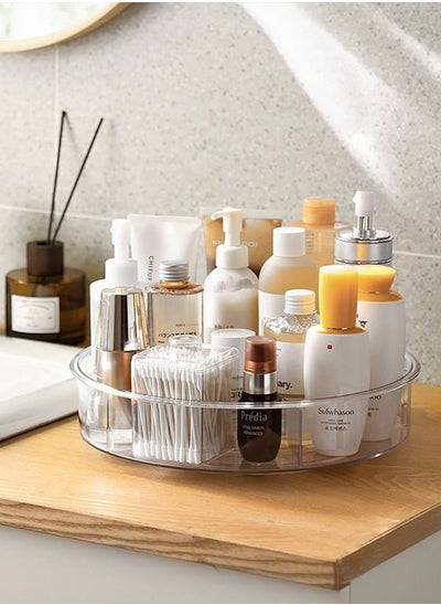 اشتري Rotating Spice Tray, Transparent, Compartmentalized, Kitchen Shelf Organizer في الامارات