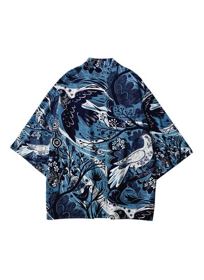 Buy New China-Chic Element 3D Printing Cardigan Loose Men's Cape in Saudi Arabia