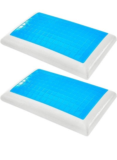 Buy 2-Piece Memory Foam Pillow Cooling Gel - Prevents Back Neck Pain + Free Bamboo Washable Cover Aloe Vera Back Stomach Side Sleepers Men Women - Aids Cervical Pain Soreness Standard (Gel Traditional) in UAE