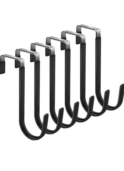 Buy 6 Pack Over the Door Hooks,Door Hangers Hooks with Rubber Prevent Scratches Heavy Duty Organizer Hooks for Living Room,Bathroom,Bedroom,Kitchen Hanging Clothes,Towels,Hats,Coats,Bags(Black) in Saudi Arabia