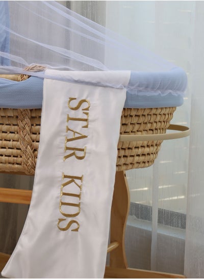 Buy Baby Moses Basket Cradle With A Rocking Stand, Light Blue in Saudi Arabia