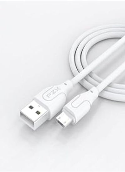 Buy Pzx Data USB Micro Cable 2.1A Model V110, White Color in Egypt