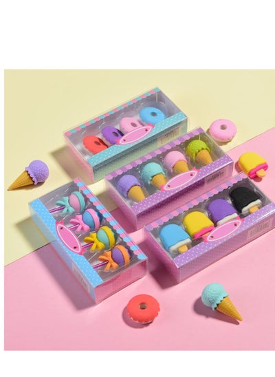 اشتري 16 Pcs Food Erasers for Kids, 3D Cute Mini Ice Cream Donut Take Apart Erasers, Cool Fun Puzzle Desk Pet Erasers for Girls في السعودية