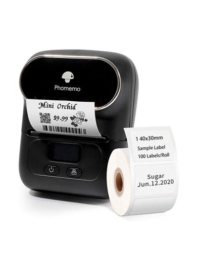 Buy Phomemo M110 Portable Thermal Label Printer Bluetooth Connection Apply For Labeling Shipping Office Cable Retail Barcode And More with 1 40×30mm Label Roll Black Plus Free Paper in UAE
