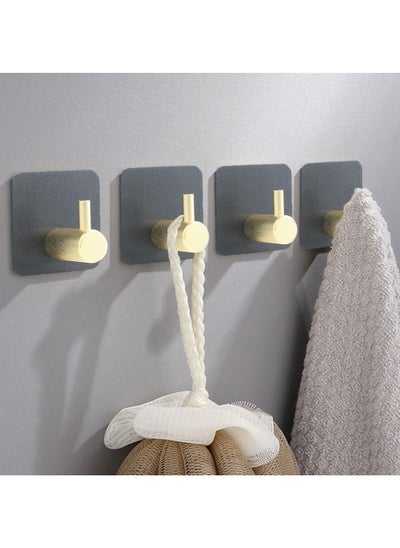 Buy 4-Piece Adhesive Towel Hooks Stainless Steel Hanging Hook for Bathroom and Bedroom Gold/Black 4.5x4.5cm in UAE