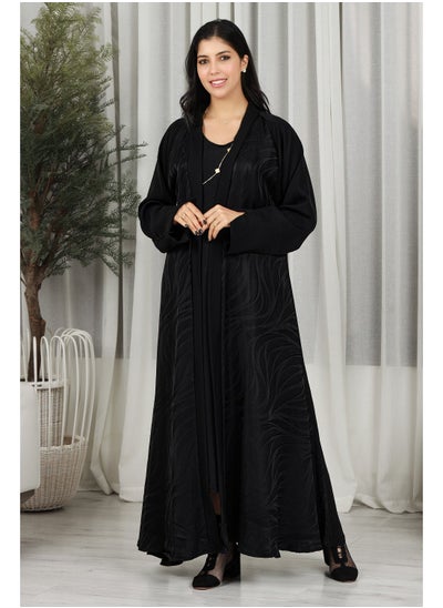 Buy Black abaya with floral fabric in Saudi Arabia