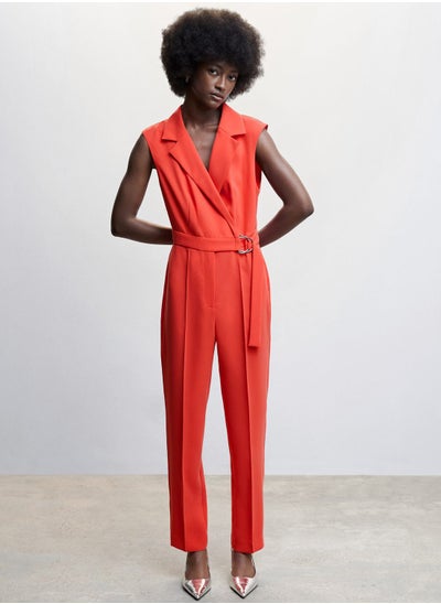 Buy Surplice Neck Belted Jumpsuit in Saudi Arabia