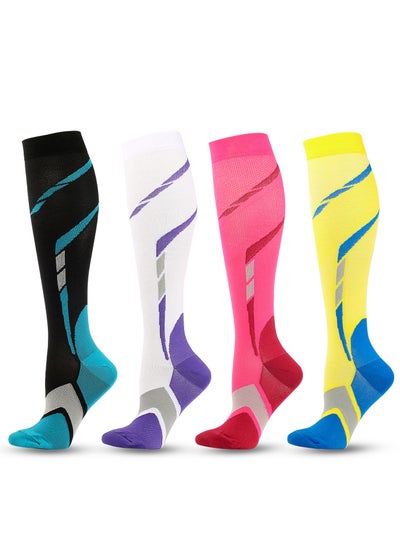 Buy 4 Pairs Soccer Socks, Sport Knee High Socks Over The Calf Compression Athletic Socks for Mens and Women Running & Training Football Thickening Keep Warm Sock in Saudi Arabia