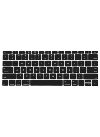 اشتري US Layout Skin Keyboard Cover Compatible with MacBook 12 inch with Retina Display Model: A1534, Release 2017, 2016, 2015, & Compatible with MacBook Pro 13 inch Model: A1708 Without Touch Bar, Release 2017,2016, Black في الامارات