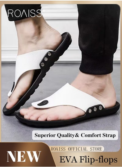 Buy Eva Sandals for Men Light and Breathable Beach Flip Flops Non Slip Slippers Leather Casual T Shaped Slipper in UAE