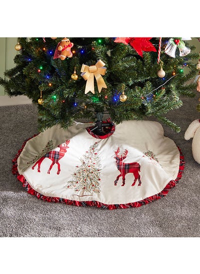 Buy Festive X-mas Reindeer Tree Skirt 108 x 108 cm in UAE