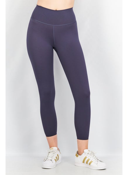 Buy Women Tight Fit Brand Full Leggings, Navy Blue in UAE