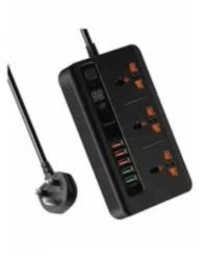 Buy Smart Timer Power Strip with 3 AC Outlets and 5 USB Ports Black in Saudi Arabia