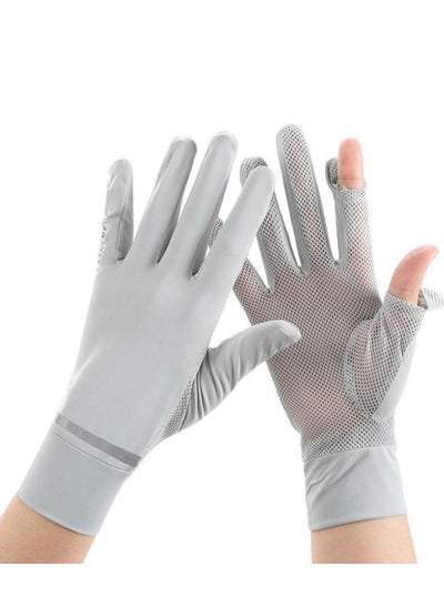 Buy UV Protection Gloves for Woman Man, 1Pair Summer Women Sunblock Gloves, UPF 50+ Sun Protective Ice Silk Gloves, Non-Slip Touchscreen Driving Gloves for Outdoor Sporting Cycling (Light Grey) in UAE