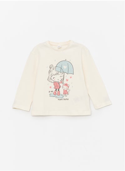 Buy Crew Neck Long Sleeve Printed Baby Girl T-shirt in Egypt