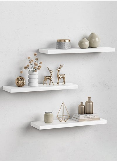 Buy White Three-Layer Floating Shelves, Decorative Wall Shelves, Bathroom Hanging Set, Kitchen Living Room/Kitchen/Bedroom Storage in Saudi Arabia